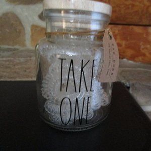 New RAE DUNN Small Glass Jar With Hair Ties